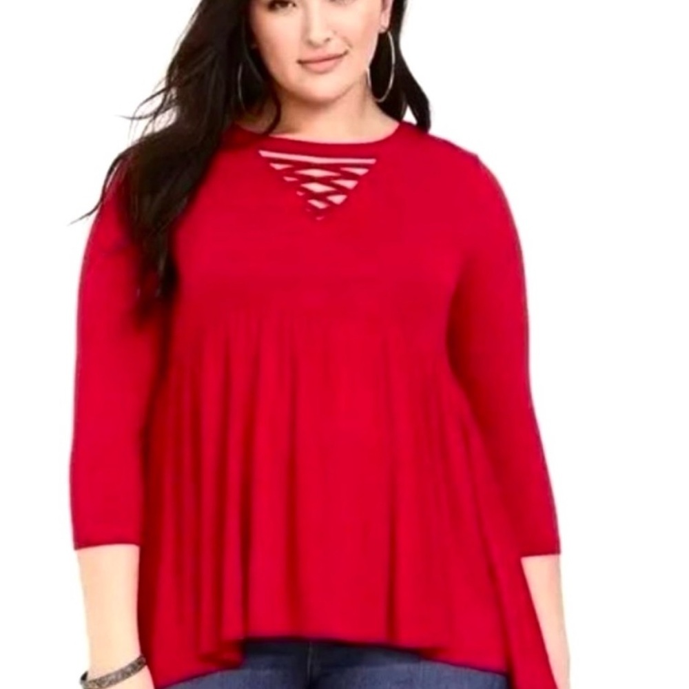 🌺TORRID SUPER SOFT KNITS Choker Criss Cross Front Babydoll Top🌺